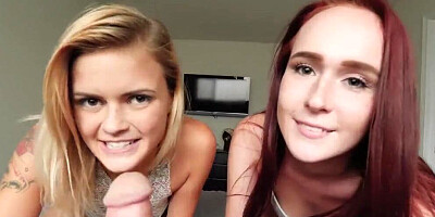 My Step Sister and Her BFF Swap My Cum for a Ride