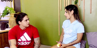 Fitness Cry Duran fucks his girlfriend's stepsister Natalia Garcia and Naty Delgado surprises them