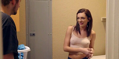 Teaser stepsister punished in laundry room