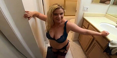 Stepson watches stepmom taking off her lingerie, then has sex