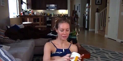 Big tits POV mom will gladly treat her stepson with a sensual blowjob