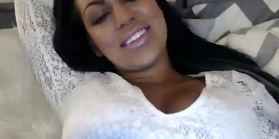 Voluptuous cam lady Briana Lee is teasing her randy fans while wrapped in a white dress