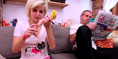 Blonde girl sucks that pecker nicely and gets fucked to the balls