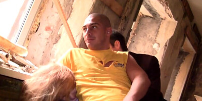 Sexy blonde caught and fucked in an abandoned house