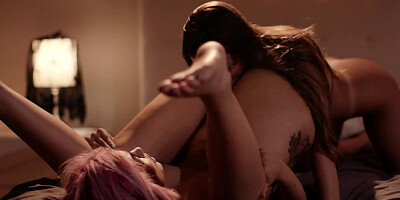 Steamy lesbians are looking incredibly hot while licking each other