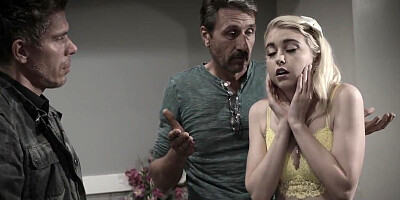Teen blonde gets DP from lustful stepdad and uncle