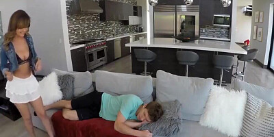 Curious step sister Dillion Harper fucks and tastes step brother