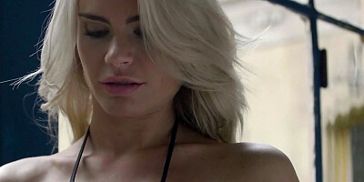 Slow solo striptease by a smoking hot blonde lady Miky Muse