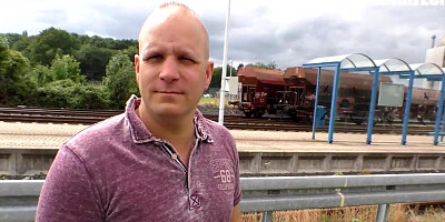 Short-haired MILF tosses guy's salad and gets fucked from behind