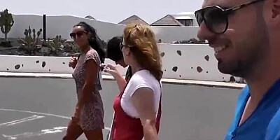 Two MILFs one teen and one guy are having a sex orgy