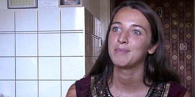 Beautiful teen with blue eyes is massaging her wet cherry