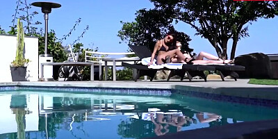 Summer sun makes two slutty chicks crave a big cock in their mouths
