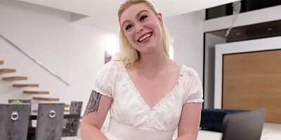 Pretty blonde Krissy Lynn rides a cock and takes it from behind