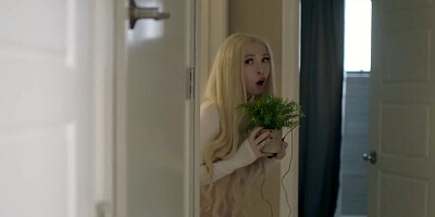 Pussy rubbing is fine but the tiny aroused blonde needs a hard cock