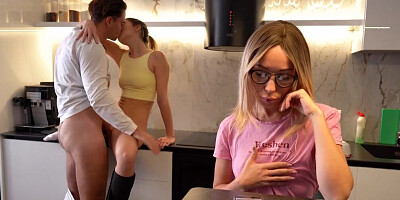 Tea is enjoying in some hot shag behind her stepsister