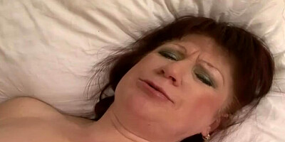 Naughty granny Esmeralda gets her muff destroyed with chap's BBC