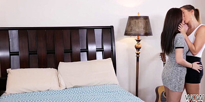 Slow and sensual lovemaking of two lezzy lovers under pool table