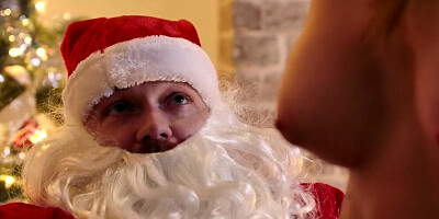 Naughty Santa is having sex with two cock-hungry girls
