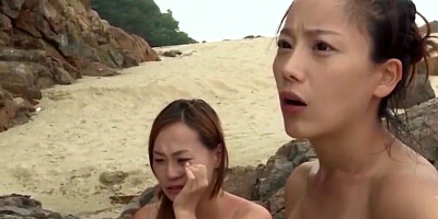 Naughty Asian babes are dancing fully naked on the beach