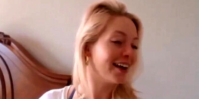 Amateur blonde MILF is filmed by stepson while riding his cock