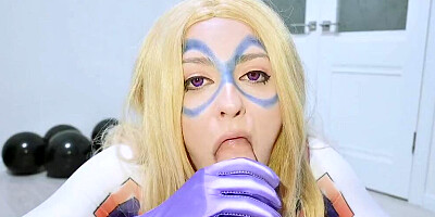 Blonde girl licks and sucks a big hard cock in POV video