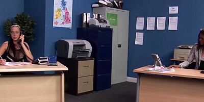 Hot black chick and her friend fucking together in the office