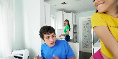 Teen chick and her slutty stepmom are sharing that lucky fellow