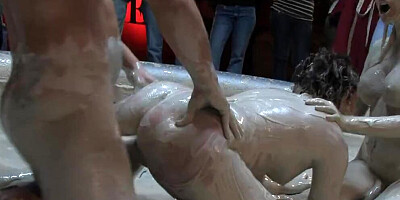 Hardcore Mud Wrestling With Two Hot Babes