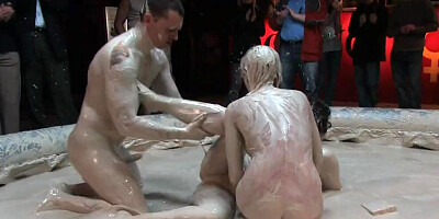 Hardcore Mud Wrestling With Two Hot Babes