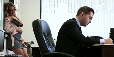 Busty office secretary fucked on bosses desk