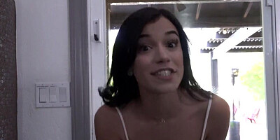 Busty Latina maid is washing windows and having sex with the client