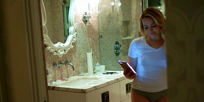 Bootylicious blonde girl is spanked and fucked by some black guys