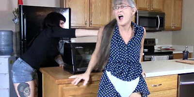 Grandmother get Wedgied