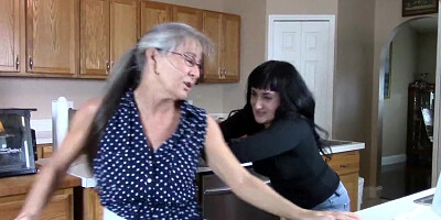 Grandmother get Wedgied