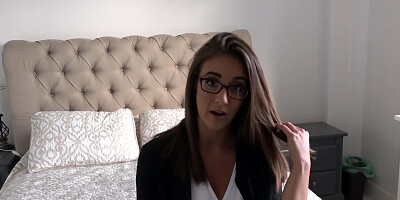Hot inked real estate agent wearing glasses gets banged by a hung man in POV