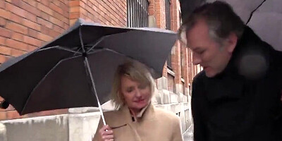 Blonde mature woman agrees to have FFM threesome with this couple