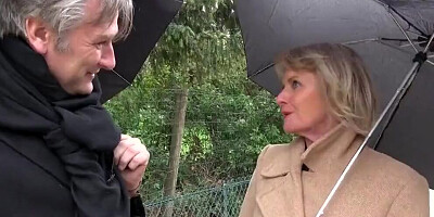 Blonde mature woman agrees to have FFM threesome with this couple