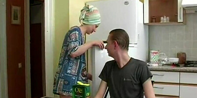 Slutty Russian mom Irene wants stepson's dick in that hairy cunt