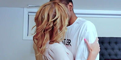 Interracial sex scene with blonde MILF Alby Daor and black stallion