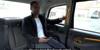 Czech MILF taxi driver in sexy stockings interracially banging in public with an ebony guy