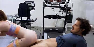 Two naughty babes are fucked by fitness instructor in the gym