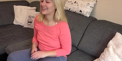 Blonde chick bends on the couch and gets ass-fucked hard