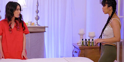Relaxing body rubbing is just an intro for the lesbian licking that will follow