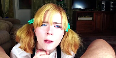 Cute Redhead Deepthroat Dick Lover and Anal Sex after College