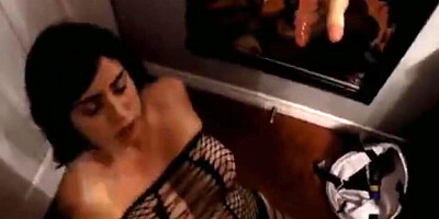 Amateur teen girl is improving her cock sucking skills by blowing a big dildo