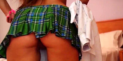 Euro girl Amirah Adara is shown enjoying schoolgirl and nurse roleplays