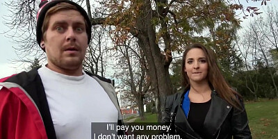 Public Agent Amirah Adara Fucks a Stranger while Her BF Waits
