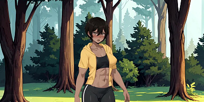 Tomboy Sex in forest HENTAI Game Ep.2 hot footjob in the tent!