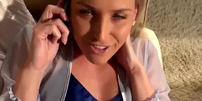 Slutty mom talks with her husband over the phone while being fucked