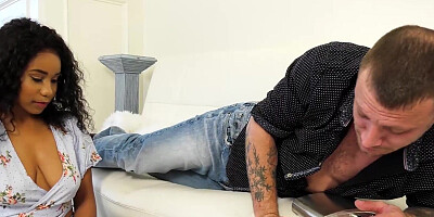 Lovely ebony doll Jenna Foxx is riding her partner's hard cock